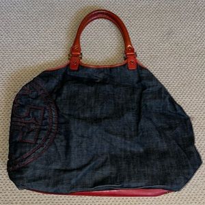 Denim Tory Burch tote bag